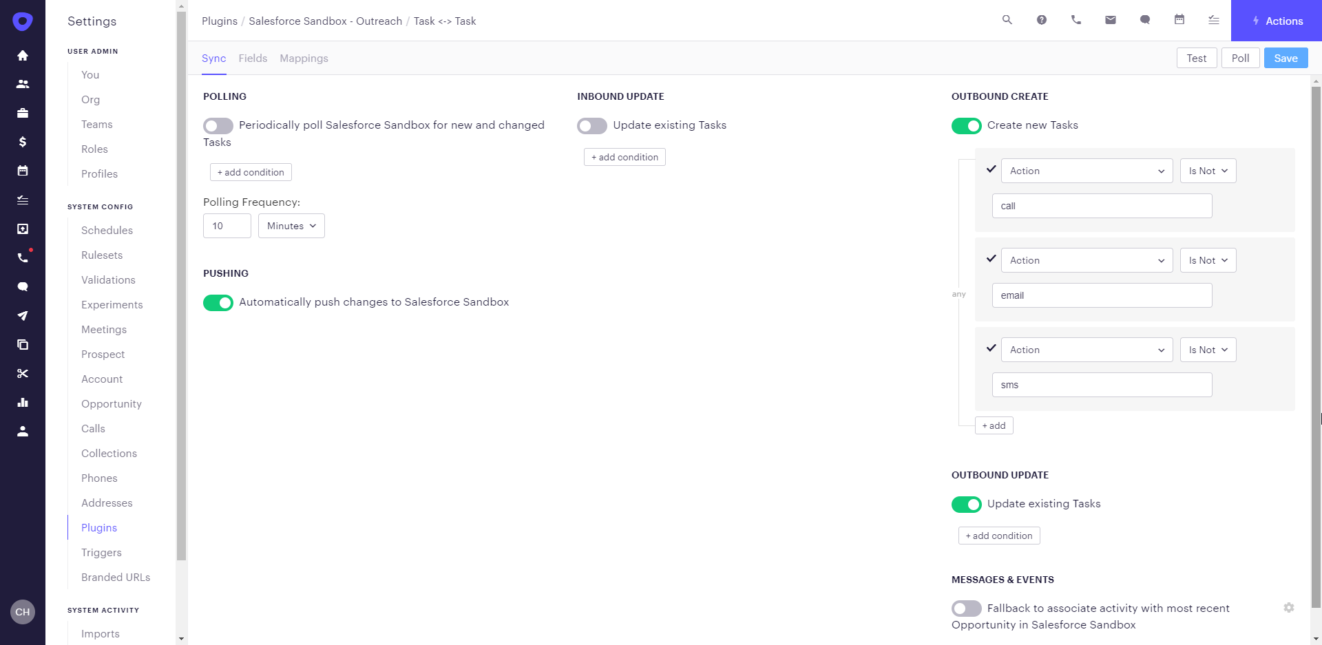 Advanced Task Mapping Settings: Generic Tasks – Outreach Support